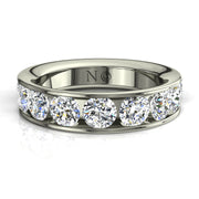 Demi-alliance 9 diamants naturels ronds 1.60 carat or blanc Antonia